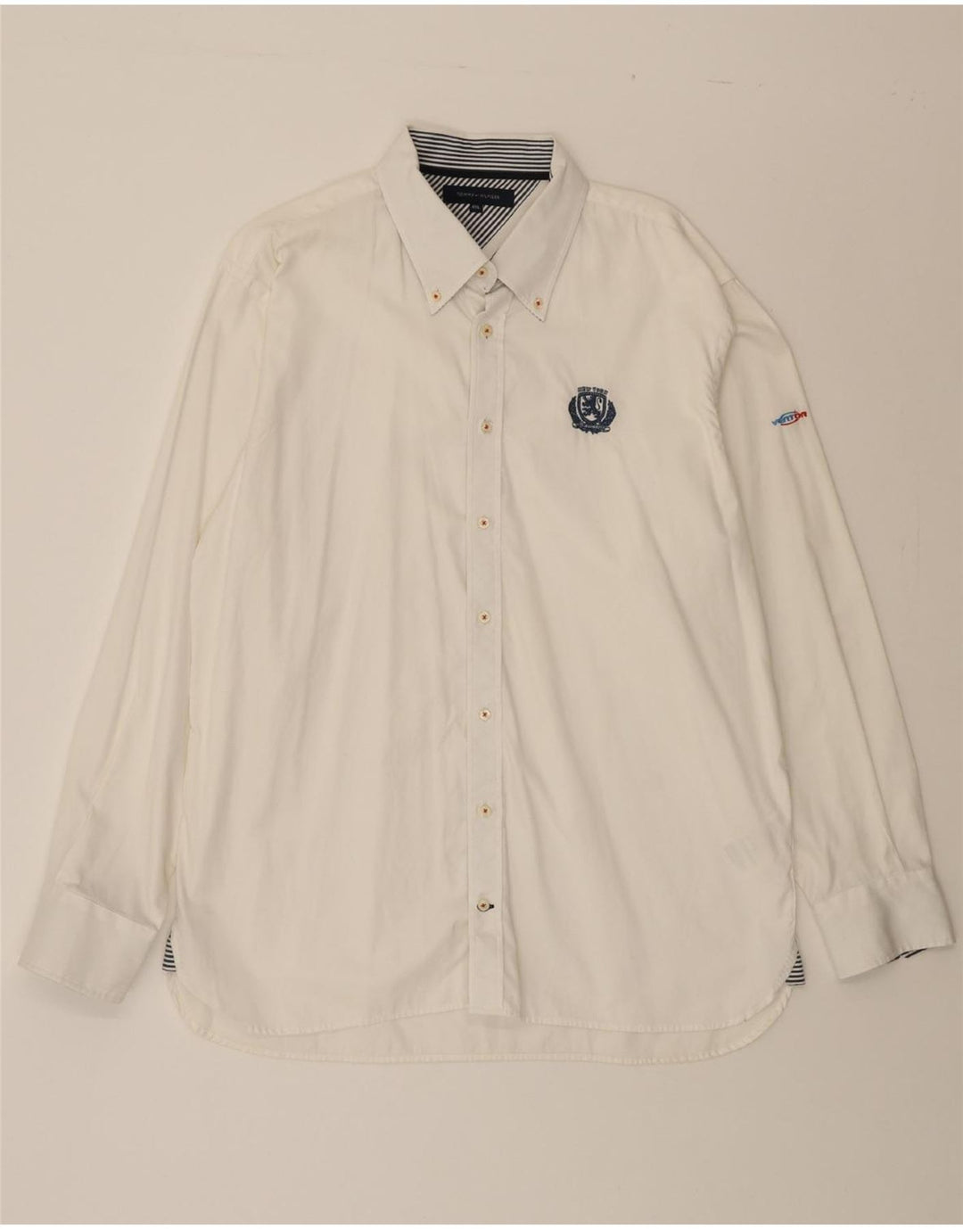 TOMMY HILFIGER Mens Shirt 2XL White Cotton Vintage Tommy Hilfiger and Second-Hand Tommy Hilfiger from Messina Hembry 