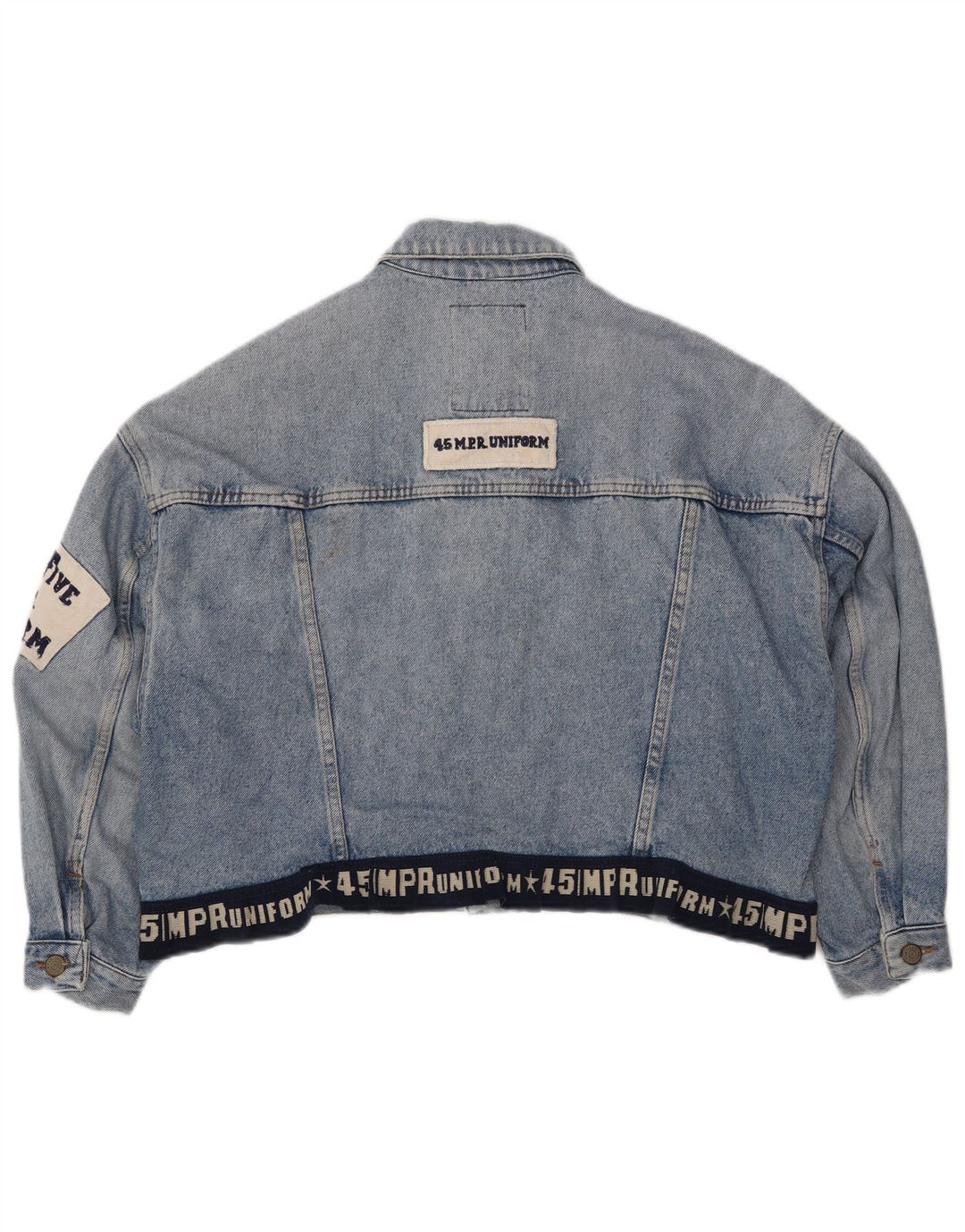 Jaqueta jeans feminina UNIFORM com corte gráfico Reino Unido 14 grande azul