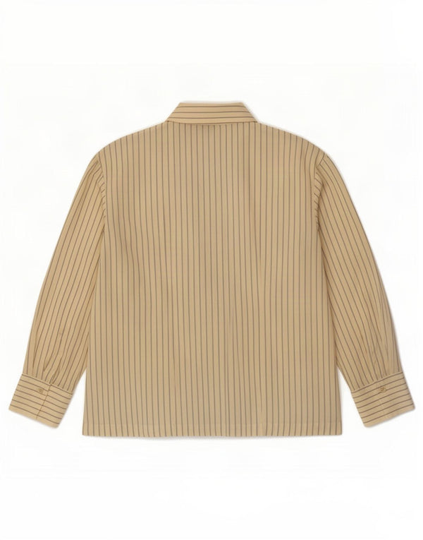 Blusa feminina Marks & Spencer com camisa envolvente Reino Unido 16 grande listra bege