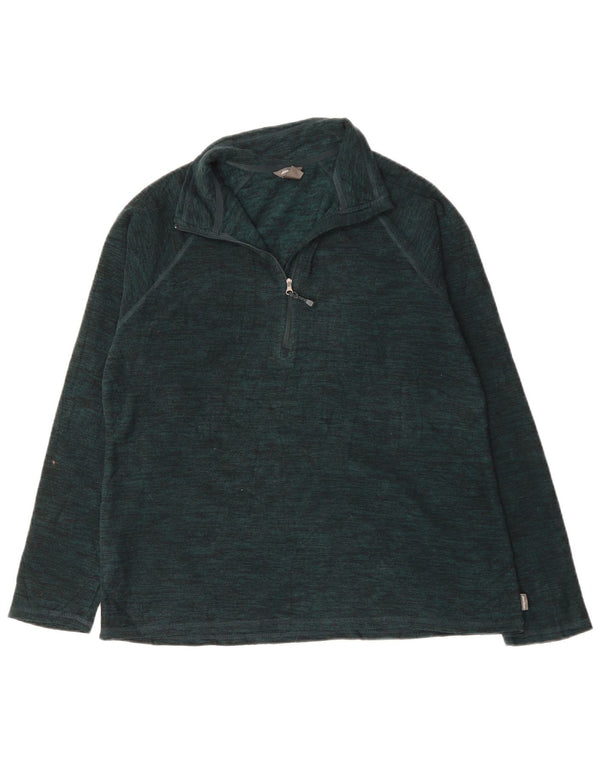 Jumper de lã feminino Eddie Bauer com zíper e gola UK 16 grande verde manchado