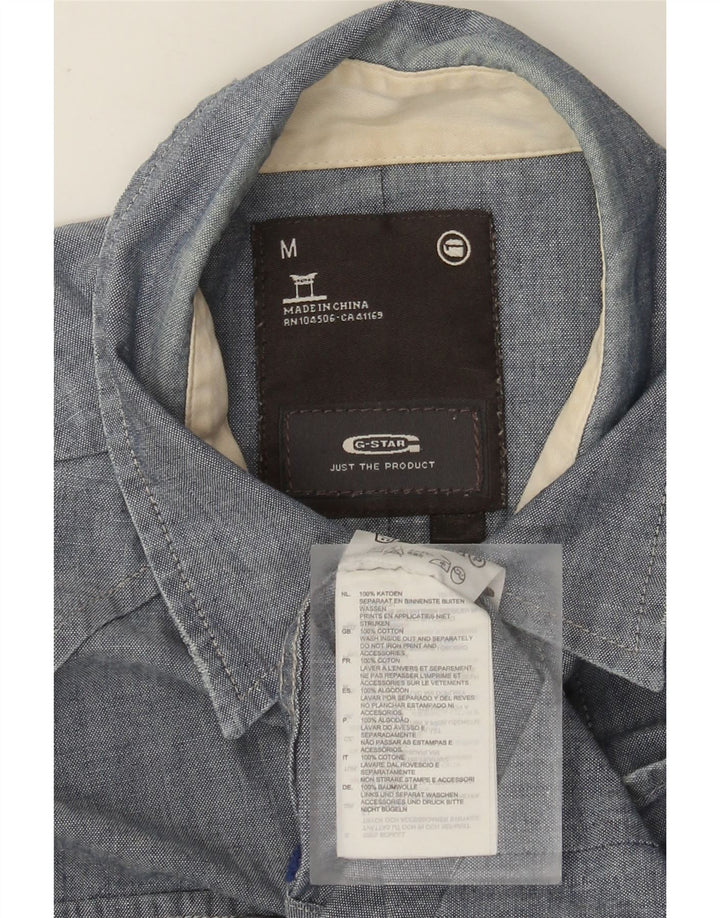 Camisa militar masculina G-Star 3301 algodão azul médio