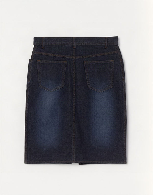 Marks & Spencer Womens Denim Skirt UK 10 Small W28 Navy Blue Cotton