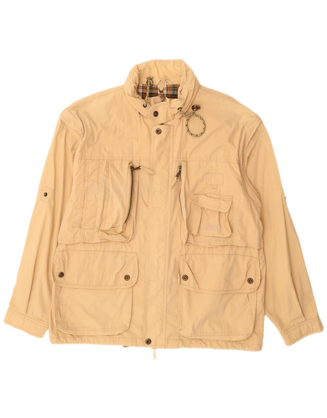 Jaqueta utilitária masculina VINTAGE IT 54 2XL algodão bege