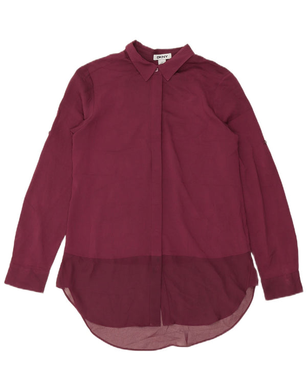 Blusa feminina Dkny Longline oversized Reino Unido 6 XS Borgonha Poliéster