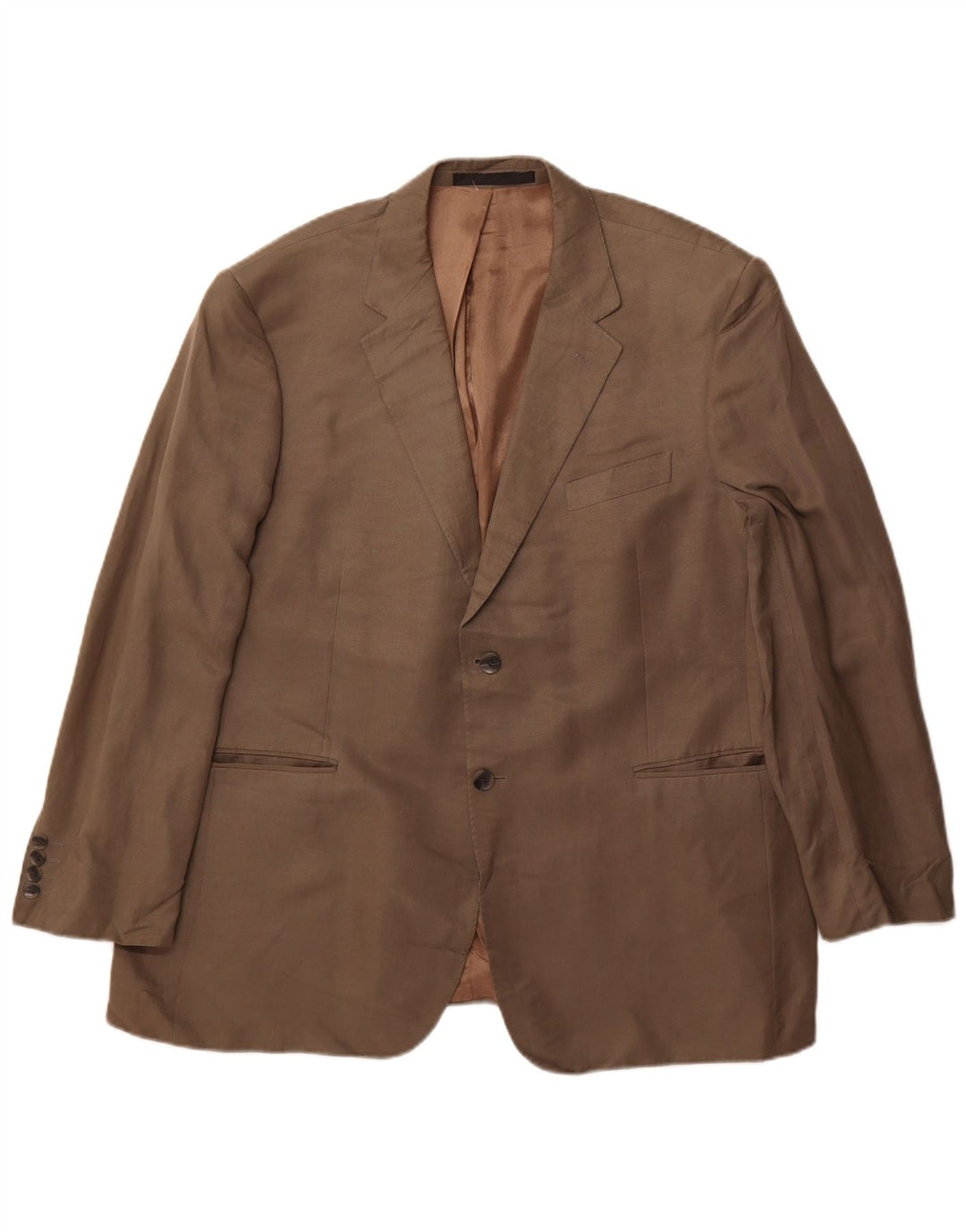 Jaqueta blazer masculina de 2 botões Marks & Spencer Reino Unido 38 seda cáqui média