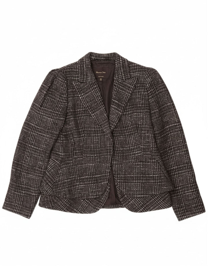Jaqueta blazer feminina MASSIMO DUTTI EU 42 grande algodão xadrez cinza