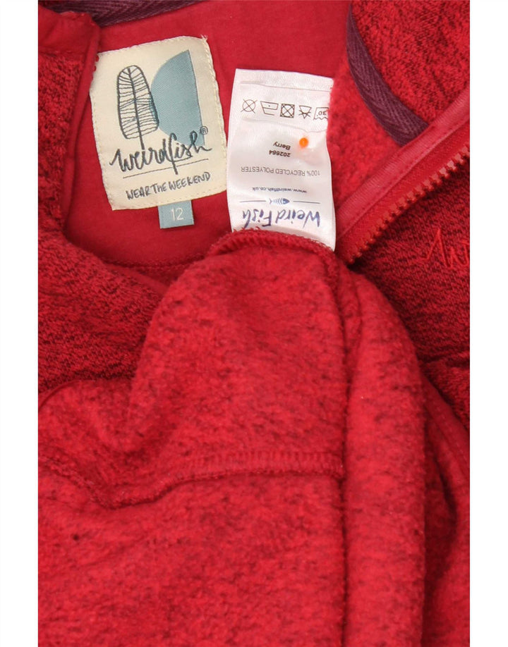 Moletom feminino Weird Fish com zíper e gola em jumper Reino Unido 12 médio vermelho manchado