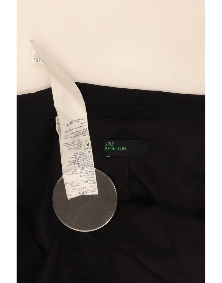 Jaqueta blazer feminina de 2 botões Benetton IT 46 grande viscose preta