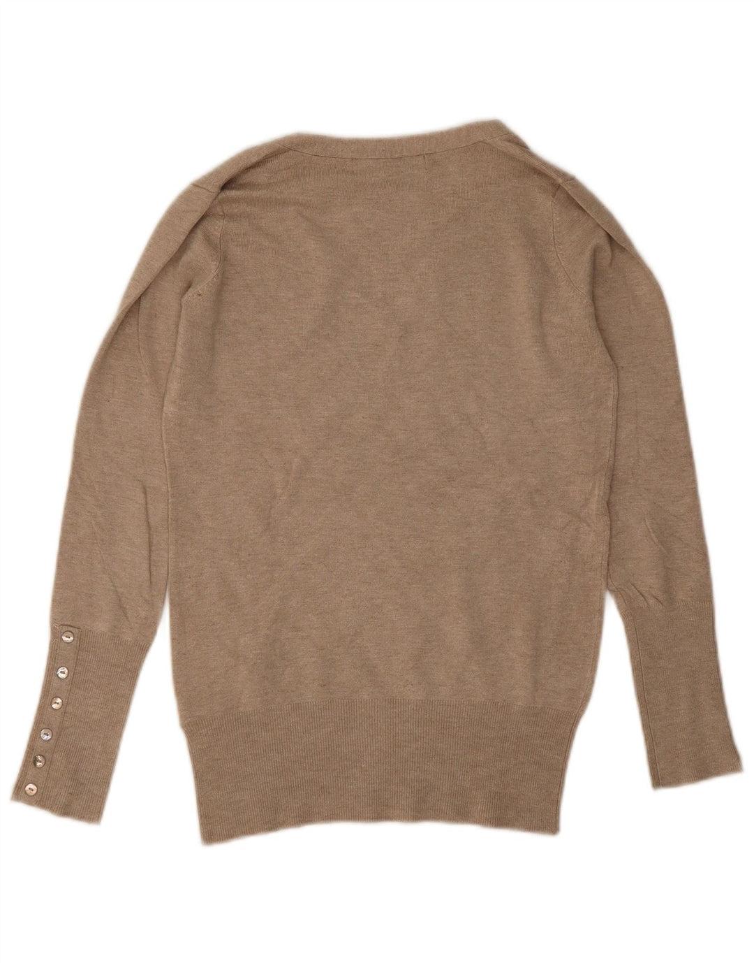 Suéter feminino Zara com decote em V Reino Unido 10 pequeno rayon bege