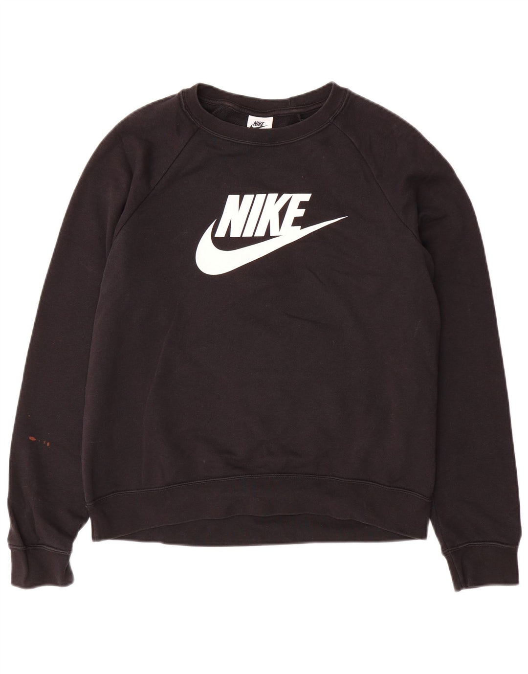 NIKE Womens Graphic Sweatshirt Jumper UK 14 Medium Black Cotton
