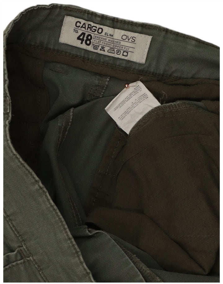 Calça cargo masculina OVS Slim IT 48 médio W34 L33 algodão verde