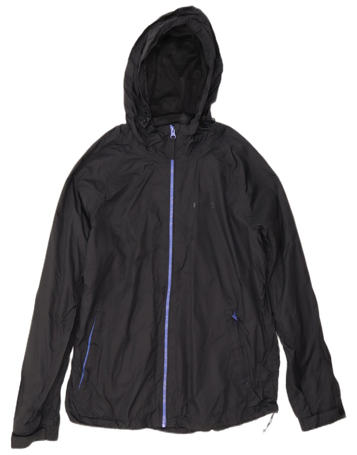 Jaqueta de chuva feminina com capuz Mountain Warehouse UK 12 nylon preto médio