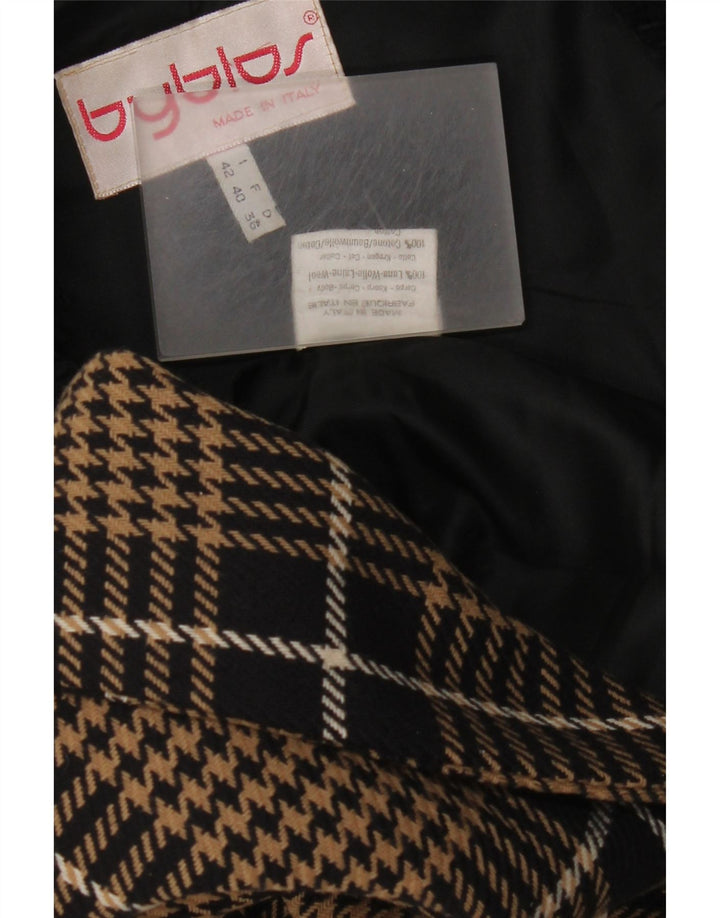 Jaqueta blazer feminina Byblos com 2 botões IT 42 lã houndstooth marrom médio