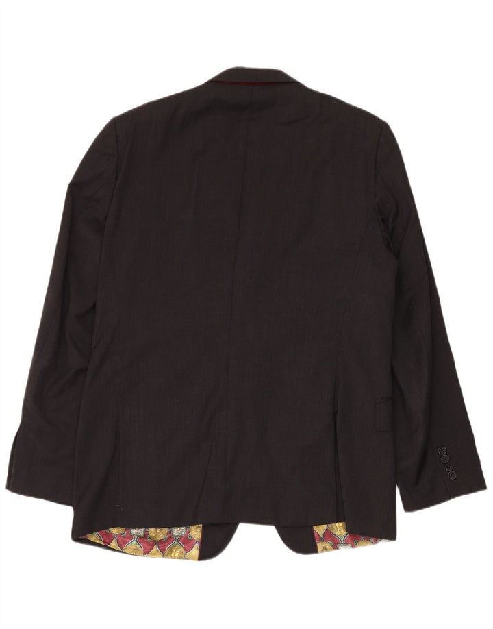 Jaqueta blazer masculina de 2 botões Ted Baker Reino Unido 44 2XL lã preta