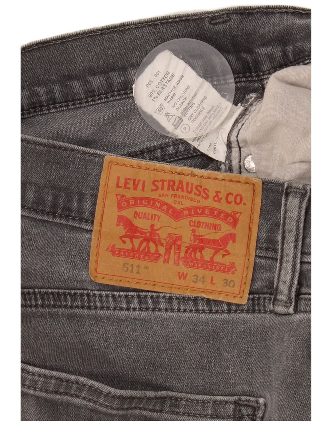 Calça Jeans Levis 511 Slim Masculina W34 L30 Cinza Algodão