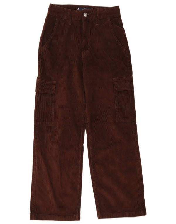 Calça feminina cargo de veludo cotelê Hollister W27 L29 marrom