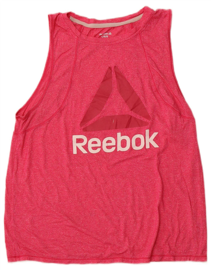 Top de colete gráfico feminino REEBOK UK 14 grande rosa