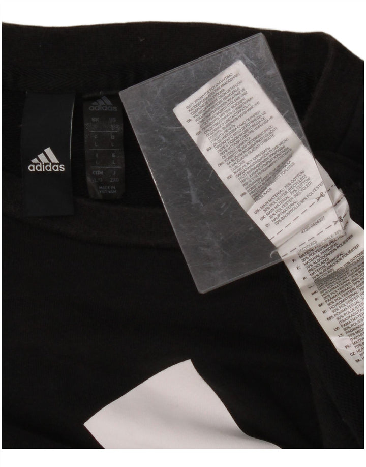 ADIDAS Mens Graphic Sweatshirt Jumper Grande Algodão Preto