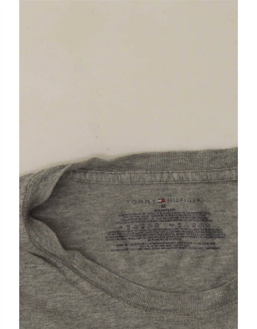 Camiseta masculina Tommy Hilfiger Top cinza médio algodão manchado
