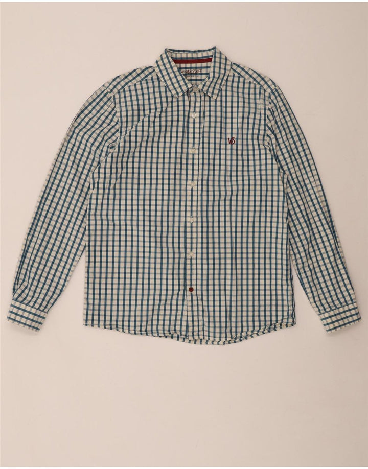 Camisa masculina clássica White Stuff de algodão xadrez azul médio