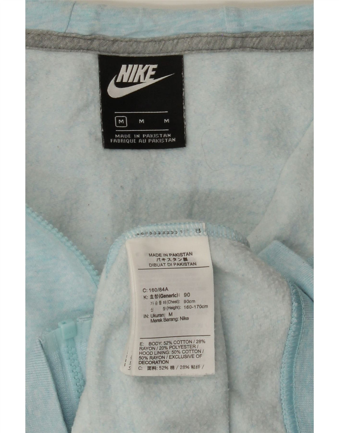 NIKE Mens Zip Hoodie Sweater Medium Blue Flecked Cotton Vintage Nike and Second-Hand Nike from Messina Hembry 