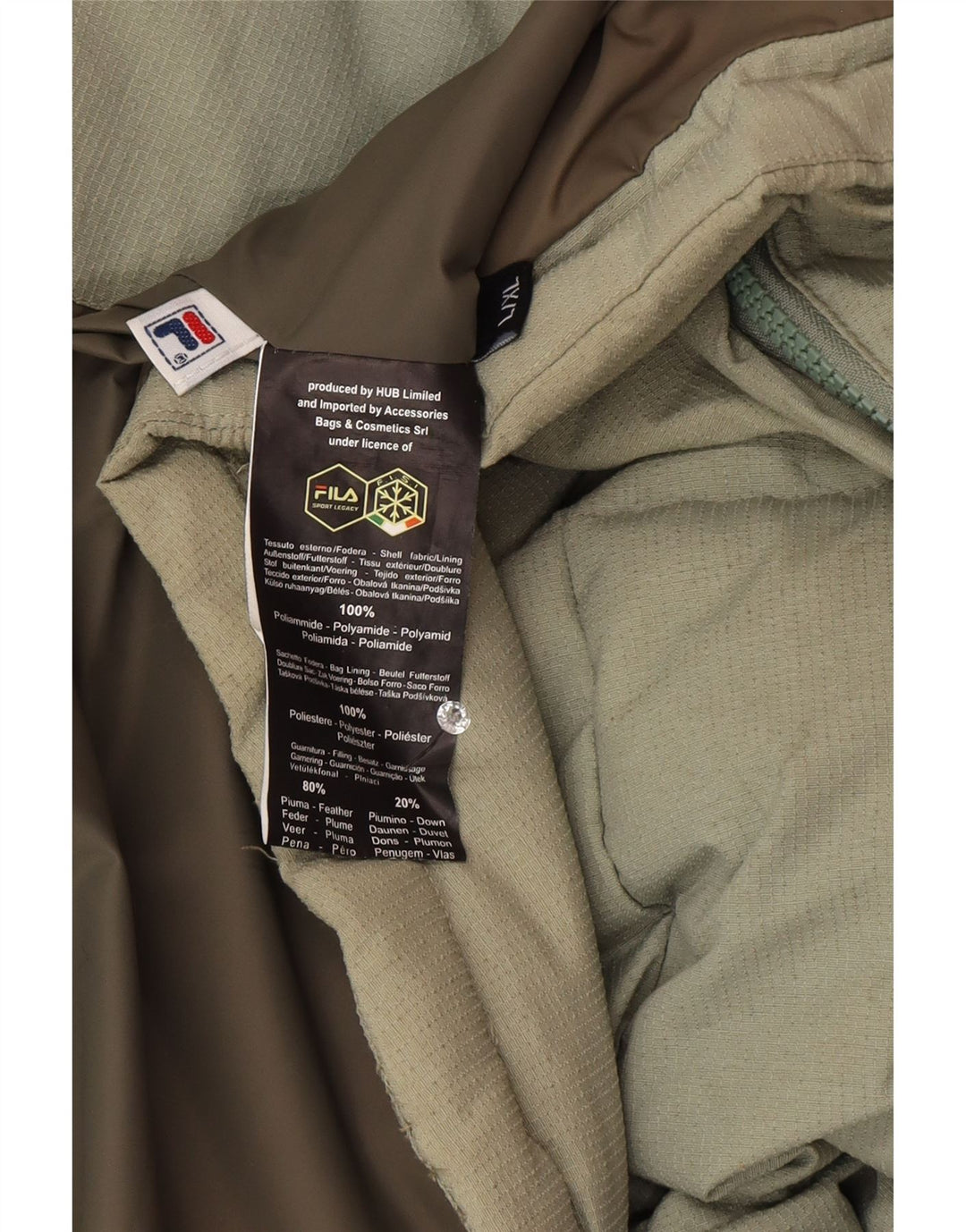 Fila Mens Colete Acolchoado UK 40 Grande Poliamida Verde