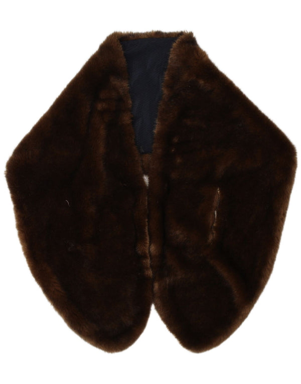 Cachecol feminino vintage de pele sintética tamanho único L63 marrom