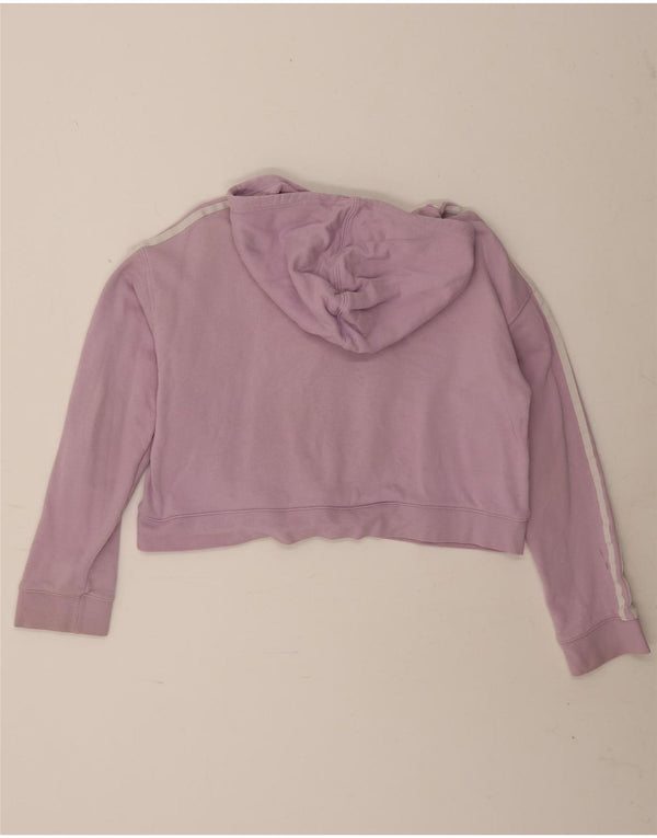 Adidas Womens Crop Oversized Hoodie Jumper Reino Unido 12 Médio Roxo