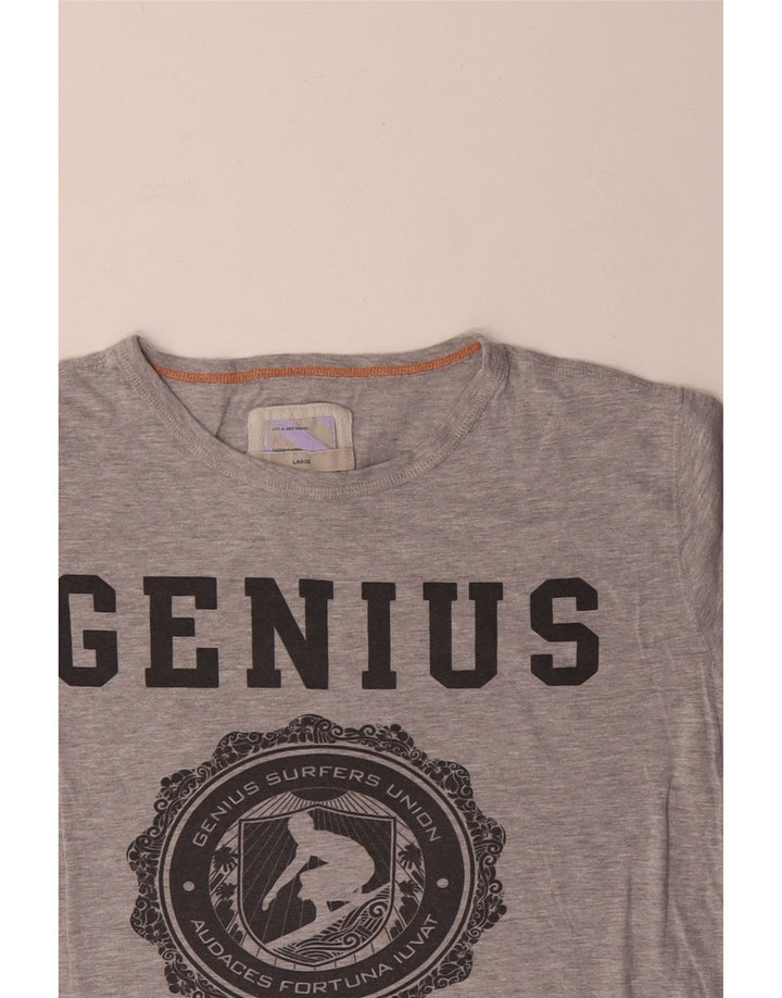 Camiseta gráfica masculina Fat Face Top grande algodão manchado cinza