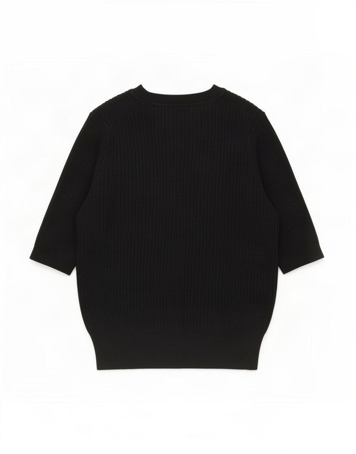 Blusa feminina de manga curta Marks & Spencer Reino Unido 12 médio preto