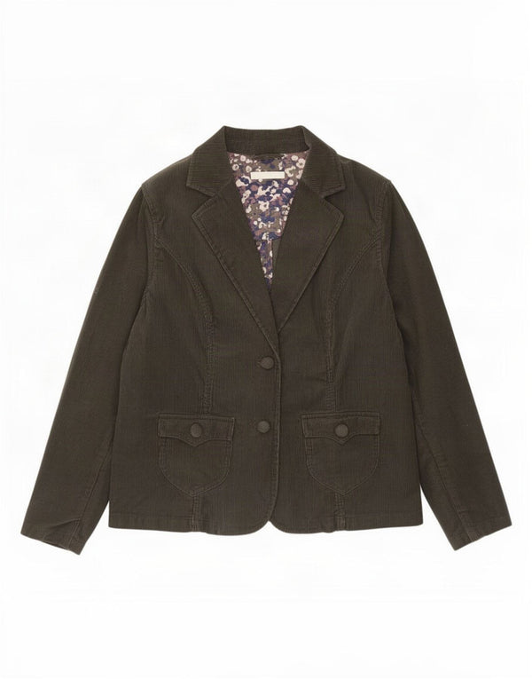 Jaqueta blazer feminina de veludo com 2 botões Marks & Spencer Reino Unido 16 grande cáqui