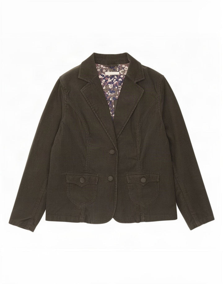 Jaqueta blazer feminina de veludo com 2 botões Marks & Spencer Reino Unido 16 grande cáqui