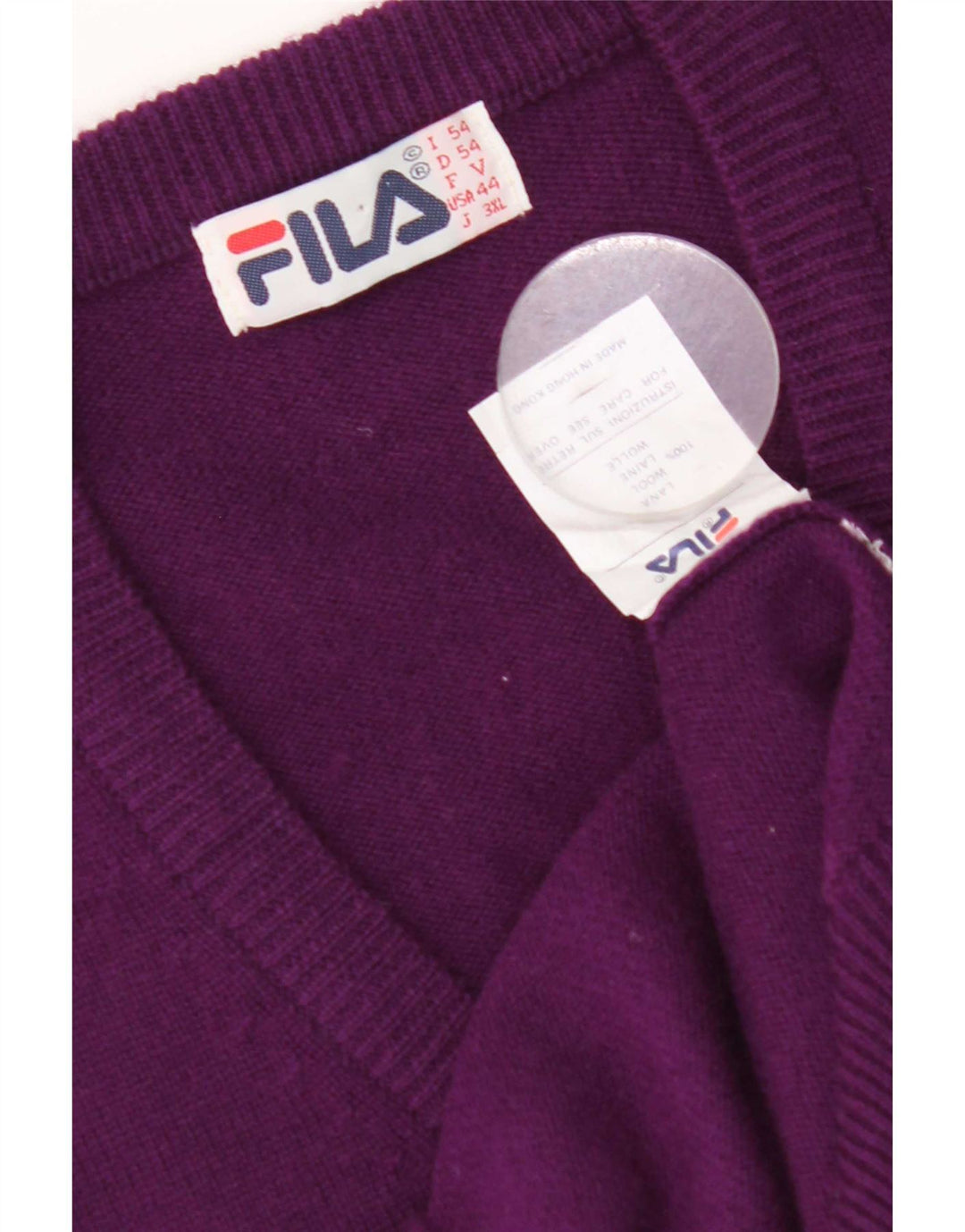 Fila Mens Vest Tank Top IT 54 XL Lã Roxa