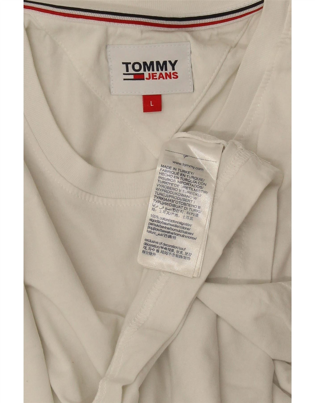 Camiseta masculina TOMMY HILFIGER grande algodão branco