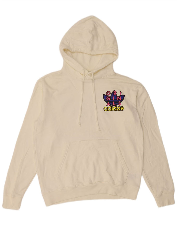 Adidas masculino gráfico moletom com capuz médio algodão branco