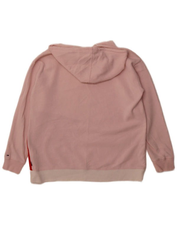 Suéter com capuz gráfico feminino Tommy Hilfiger UK 10 pequeno bloco colorido rosa