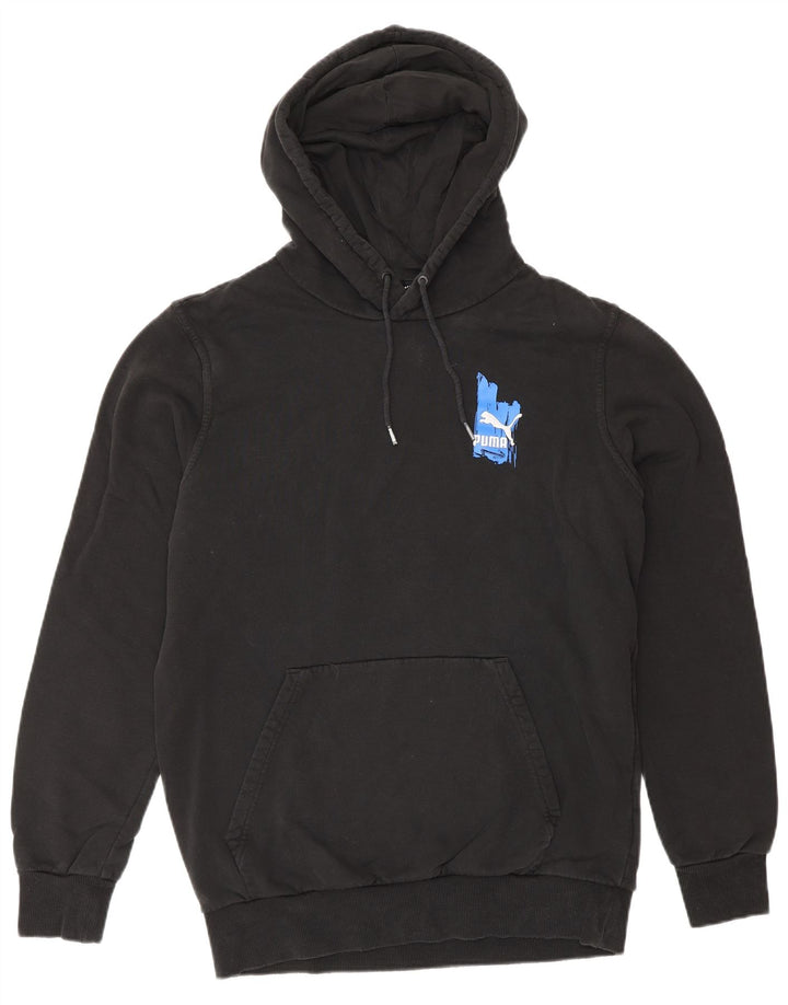Puma masculino gráfico moletom com capuz pequeno algodão preto