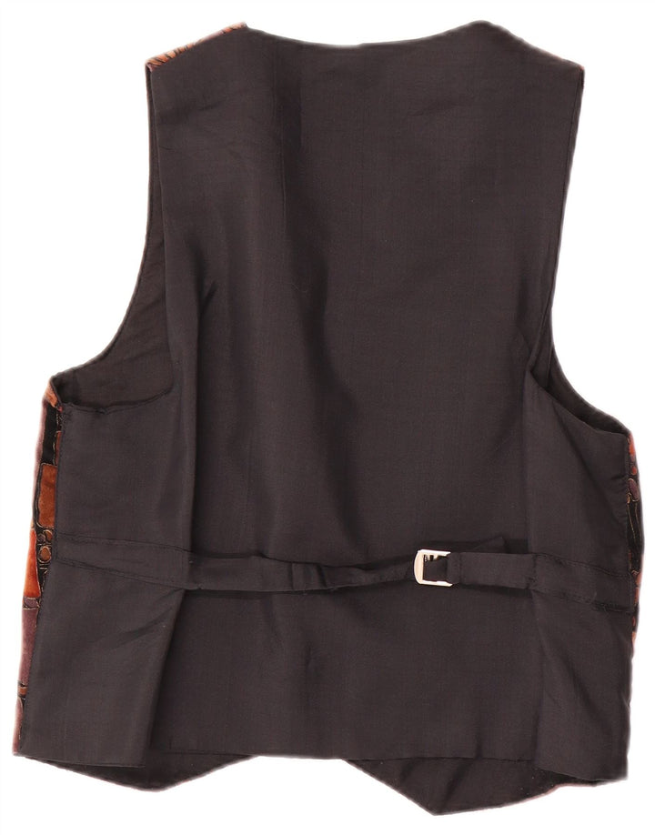 Colete masculino vintage grande poliéster marrom patchwork