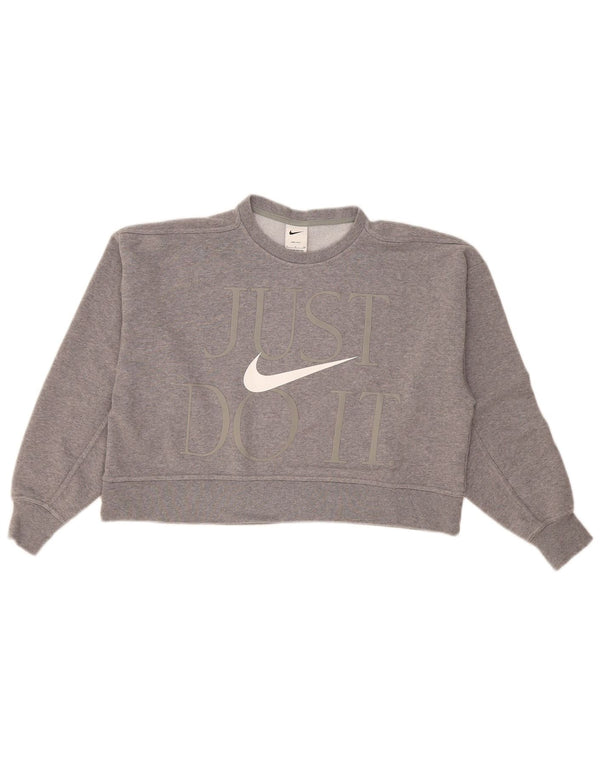 Moletom Nike Feminino Crop Graphic Oversized Jumper UK 10 Pequeno Cinza