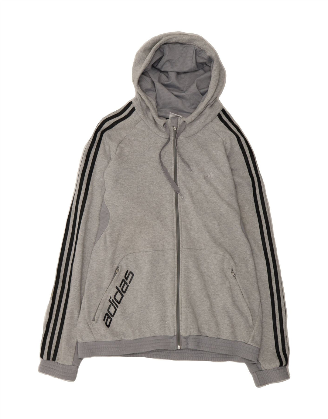 ADIDAS Mens Graphic Zip Hoodie Sweater Large Grey Cotton Vintage Adidas and Second-Hand Adidas from Messina Hembry 