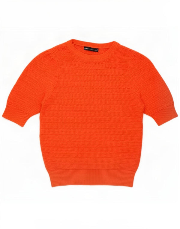 Suéter feminino Marks & Spencer com gola redonda Reino Unido 12 médio laranja