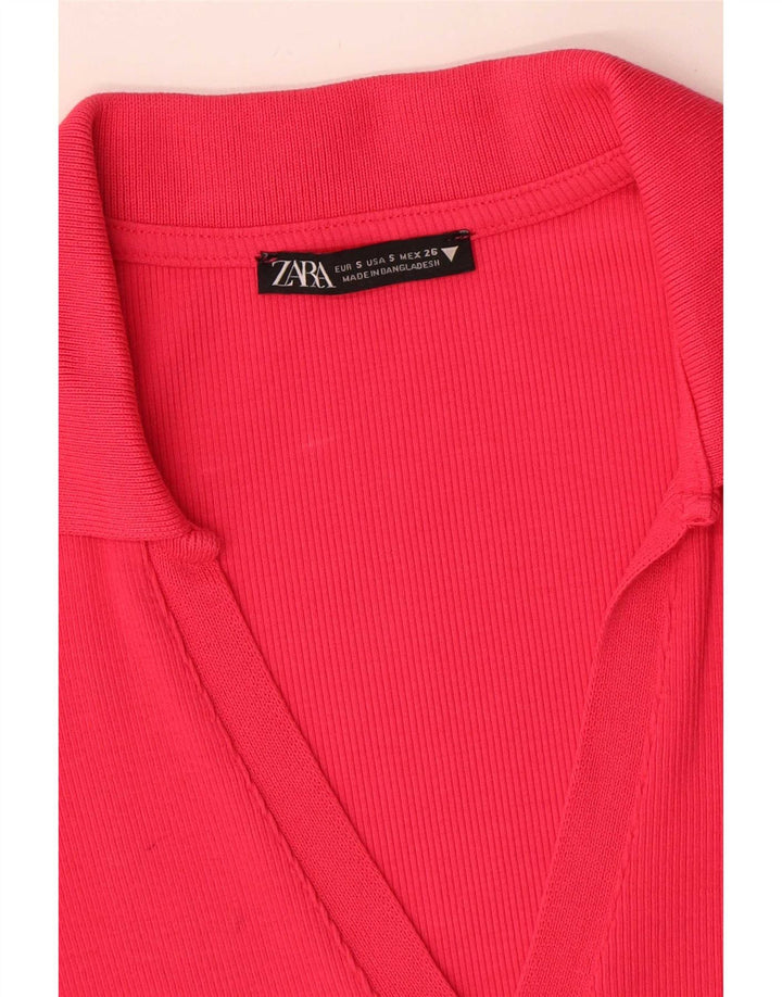 Vestido bodycon feminino Zara Reino Unido 8 pequeno algodão vermelho