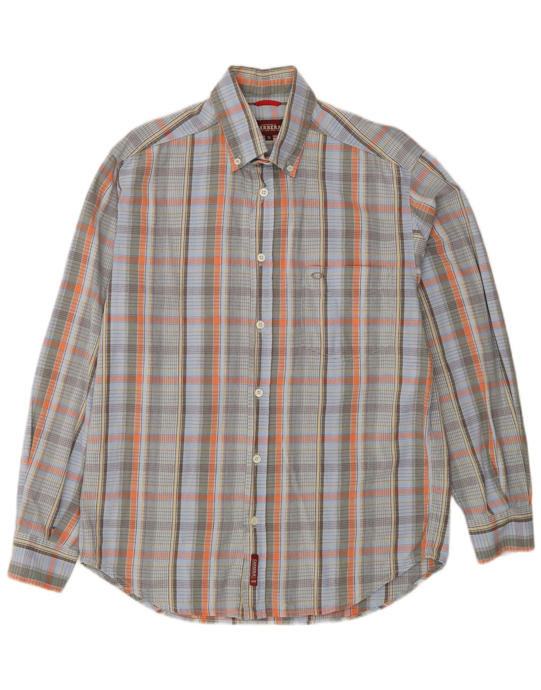 Camisa masculina CARRERA pequena xadrez azul de algodão