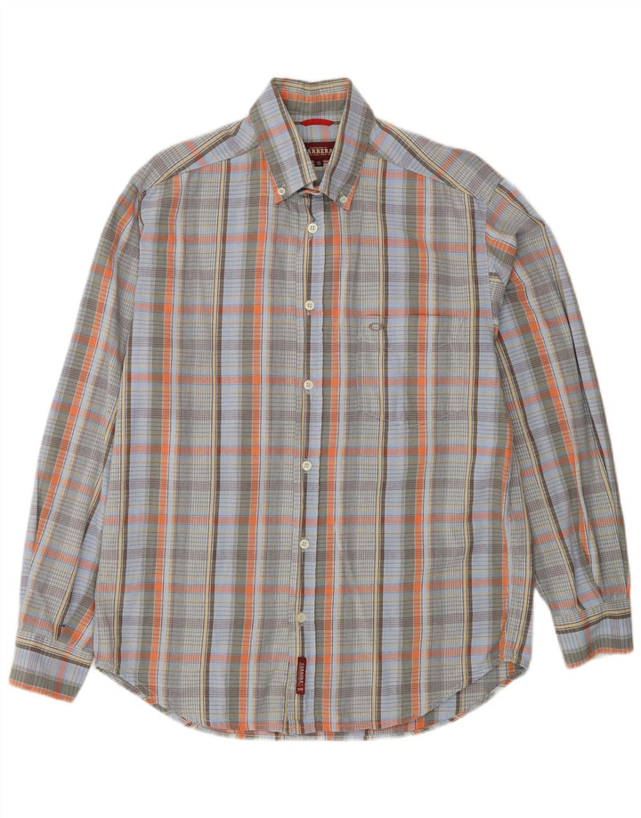 Camisa masculina CARRERA pequena xadrez azul de algodão