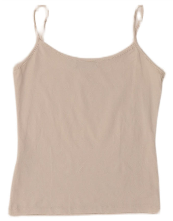 Zara Womens Cami Top UK 12 Médio Bege Nylon