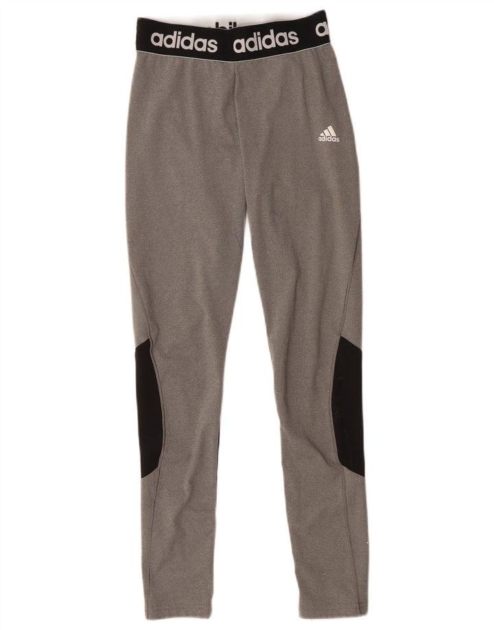 ADIDAS Womens Climacool Graphic Leggings UK 8/10 Small  Grey Colourblock
