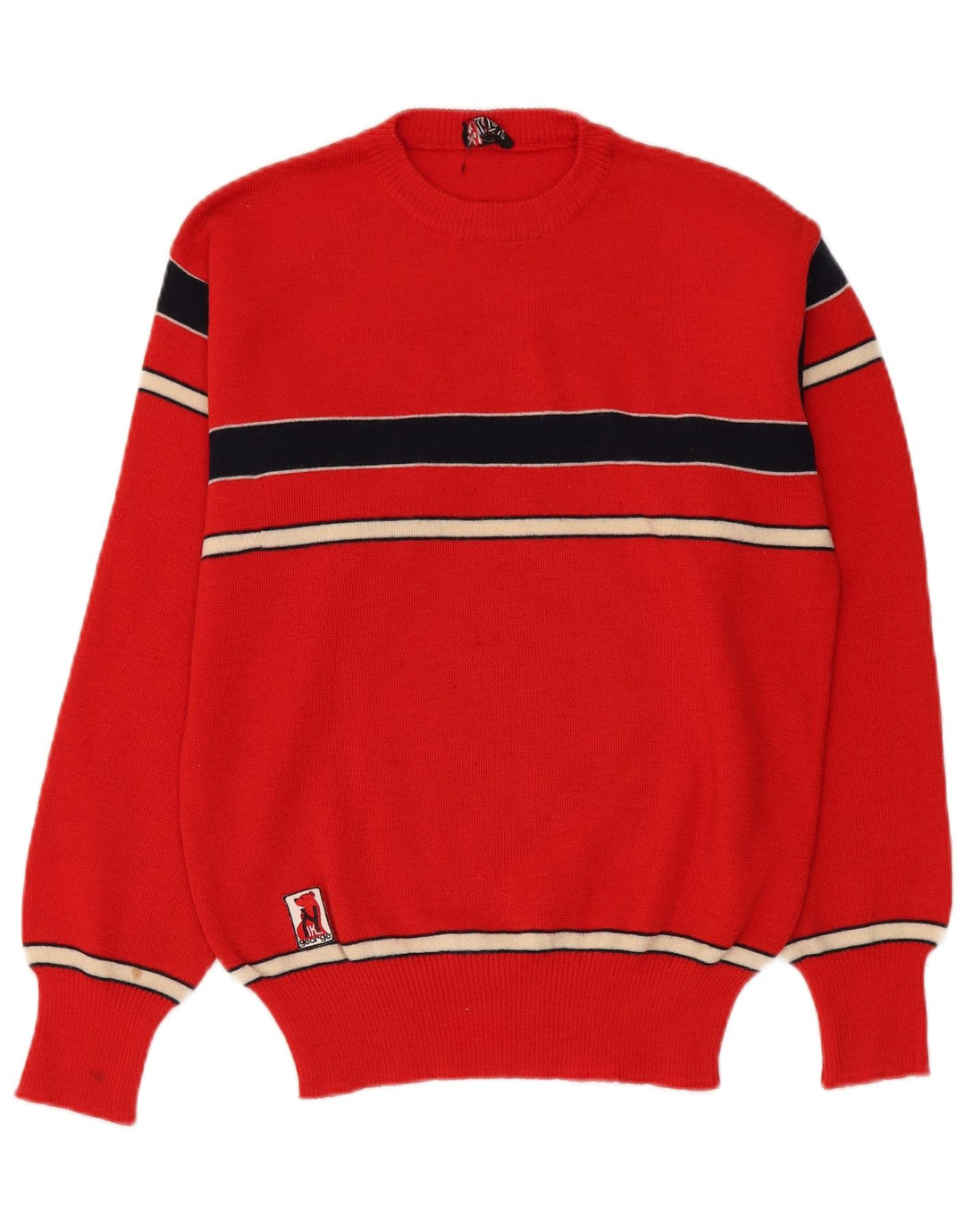 Suéter feminino vintage com gola redonda IT 54 3XL listrado vermelho