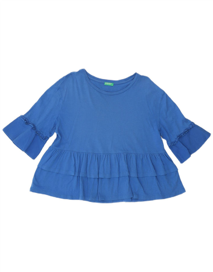 Camiseta feminina Benetton Crop Top UK 12 Azul Médio