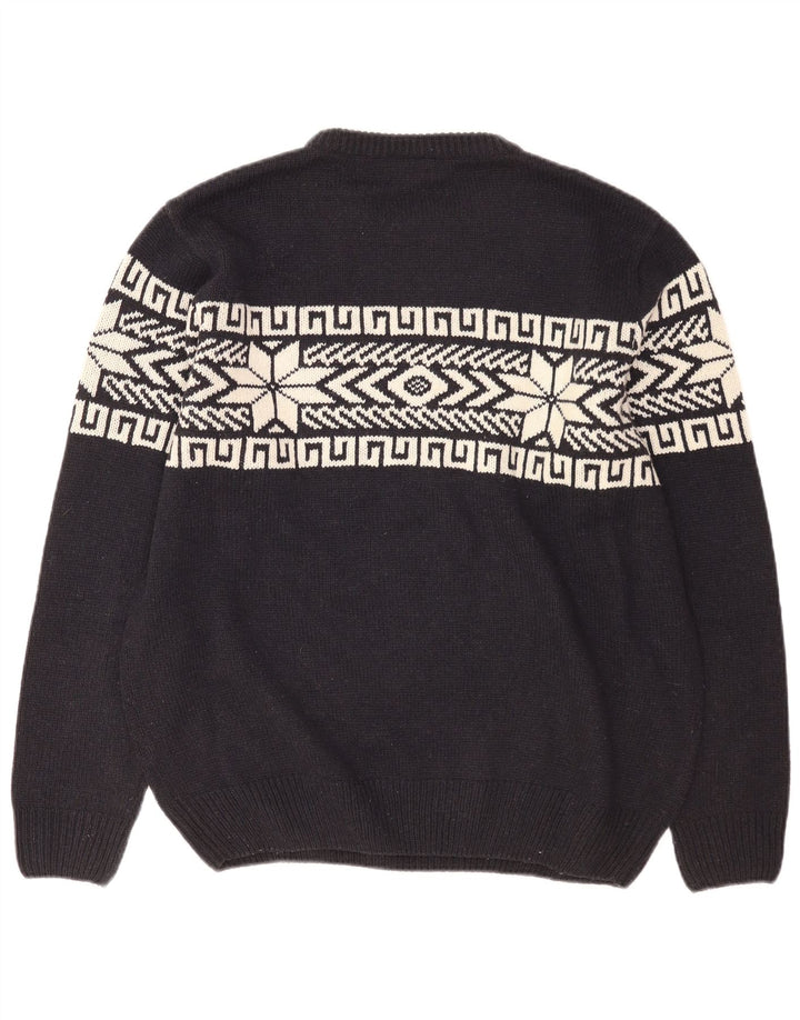 Suéter masculino Watson's com gola redonda grande preto Fair Isle poliacrílico