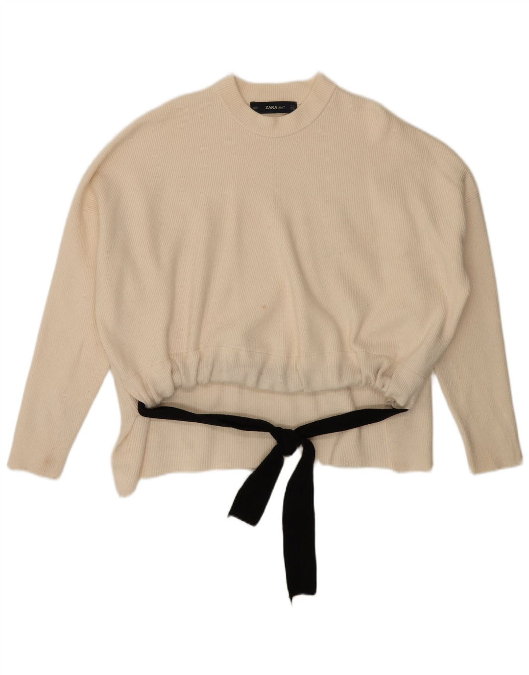 Zara Suéter feminino oversized com gola redonda Reino Unido 10 pequeno viscose branca
